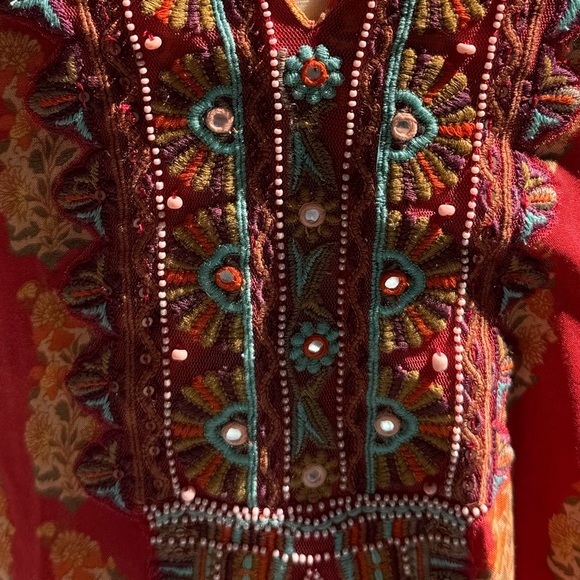 Soft surroundings Red Phoenix dress Large Hippy Boho vibe - Picture 11 of 13